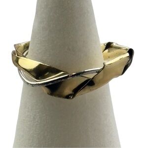 Gold Tone Cuff Bracelet‎ Women 8.75” Open Bangle Twisted Metal Statement